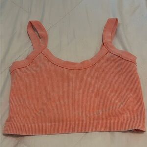 Coral Ribbed Women's Top